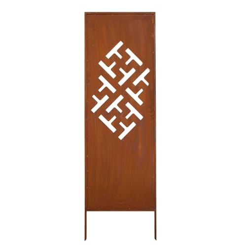 Kapaga - Sichtschutz Metall - 160 cm x 50 cm - Edelrost - Rostoptik Sichtschutz für Garten - Sichtschutzelement - Sichtschutzwand - Gartendekoration Zaun - Rost (Muster 4) von KPGA KAPAGA HOME & GARDEN