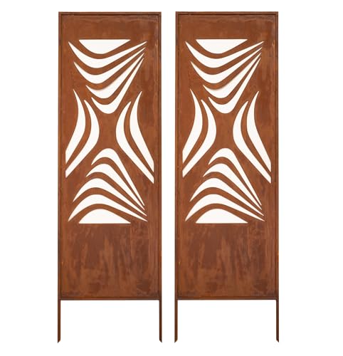 Kapaga - Sichtschutz Metall 2x - 160 cm x 50 cm - Edelrost - Rostoptik Sichtschutz für Garten - Sichtschutzelement - Sichtschutzwand - Gartendekoration Zaun - Rost von KPGA KAPAGA HOME & GARDEN