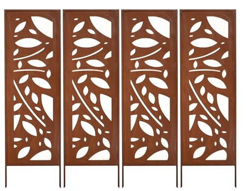 Kapaga - Sichtschutz Metall 4x - 160 cm x 50 cm - Edelrost - Rostoptik Sichtschutz für Garten - Sichtschutzelement - Sichtschutzwand - Gartendekoration Zaun - Rost (Muster 2) von KPGA KAPAGA HOME & GARDEN