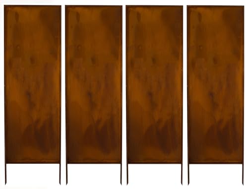 Kapaga - Sichtschutz Metall 4x - 160 cm x 50 cm - Edelrost - Rostoptik Sichtschutz für Garten - Sichtschutzelement - Sichtschutzwand - Gartendekoration Zaun - Rost (Rein) von KPGA KAPAGA HOME & GARDEN