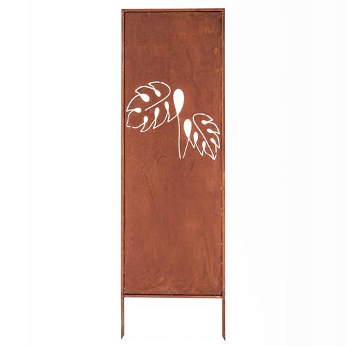 Kapaga - Sichtschutz Metall - 160 cm x 50 cm - Edelrost - Rostoptik Sichtschutz für Garten - Sichtschutzelement - Sichtschutzwand - Gartendekoration Zaun - Rost (Monstera) von KPGA KAPAGA HOME & GARDEN
