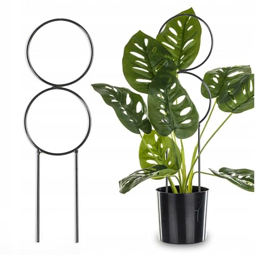 Kapaga - Stahlstütze - für Pflanzen - Blumen - Rosen - Kletterpflanzen - 34 cm - grün - stabile Unterstützung - für Rosen - Kletterpflanzenstütze - Metallstütze - Gartendekoration (Zwei Räder) von KPGA KAPAGA HOME & GARDEN