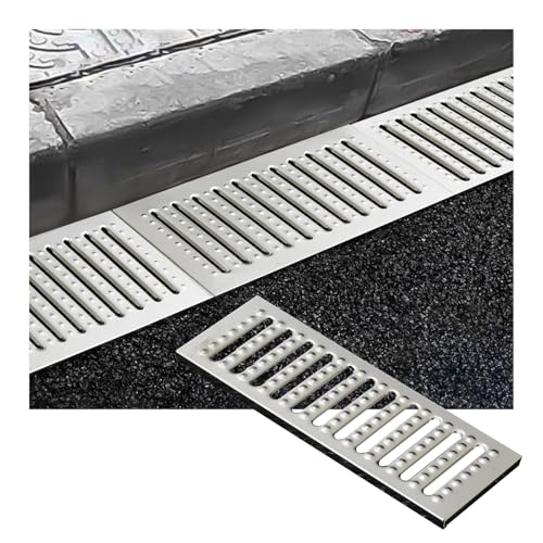 Abflussgitter 304 Edelstahl Kanal Ablaufgitter, L22.83inch W7.87inch H0.98inch Trench Ablaufabdeckung Für Fahrwege Yard von KPHYMOD