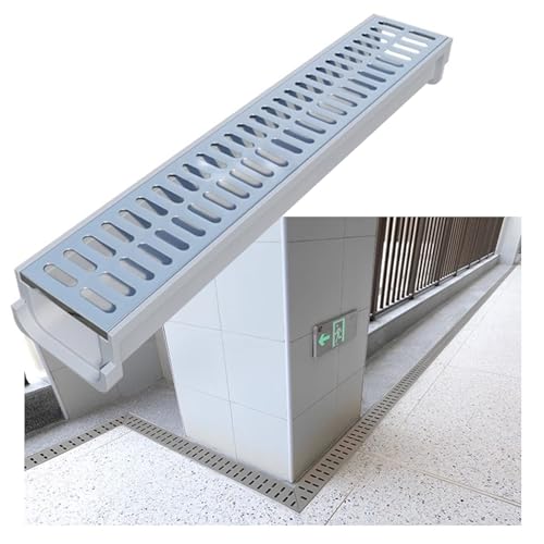 Entwässerungsrinne Harz-Grabenentwässerungsset Mit Edelstahlgitter, 39,4" L 7,87" B Kanalentwässerungssystem Für Betonböden/Gehwege/Terrassen(39.4x7.87x7.87in) von KPHYMOD