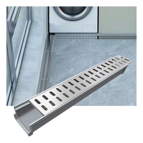 Entwässerungsrinne Kanal-Abflusssystem Aus Edelstahl, Rost, Innen- Und Außenbereich, Graben-Abflusssystem Für Waschküche, Auffahrt, Garten, Terrasse(23.6x3.94x1.57in) von KPHYMOD