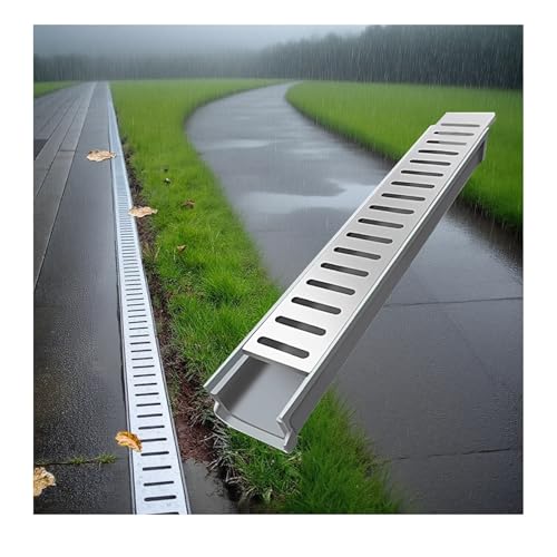 Entwässerungsrinne Rostgraben-Entwässerungsset Aus Edelstahl Für Die Auffahrt, Modularer U-förmiger Kanalablauf Für Die Außenkanalisation(23.6x3.94x2.36in) von KPHYMOD