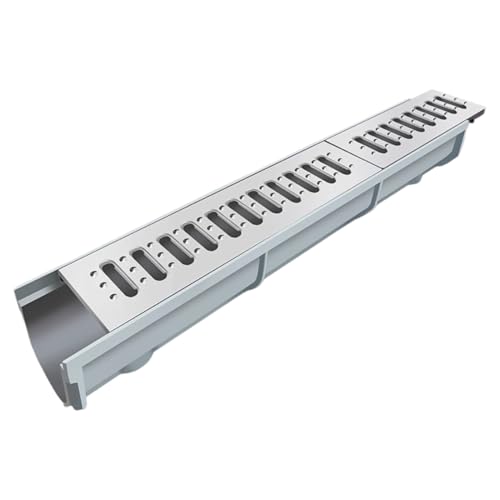 Entwässerungsrinne Rostgraben-Entwässerungssystem Aus Edelstahl, Modulares U-förmiges Kanalentwässerungsset Für Die Kanalisation Im Hof, Auf Der Auffahrt(23.6x3.94x1.57in) von KPHYMOD