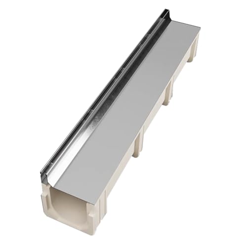 Entwässerungsrinne Schmales Kanalabflusssystem mit U-förmiger Rinne, 39,4" langer, versteckter Grabenabfluss mit Rost aus Edelstahl 304(39.4x6.69x5.9in) von KPHYMOD