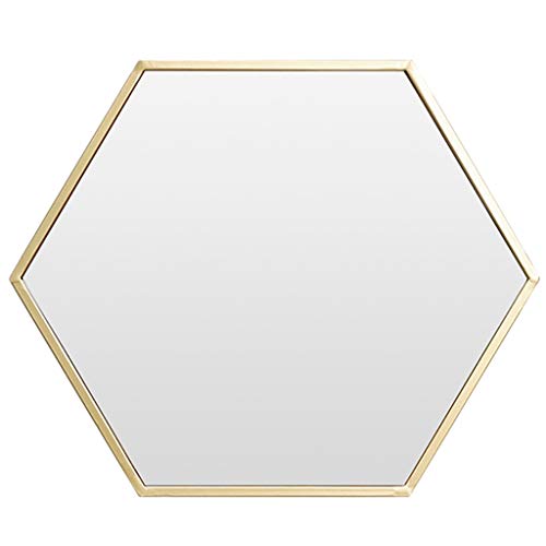 Moderner gerahmter sechseckiger Spiegel Wandspiegel, 48 x 41 cm, Gold, zeitgenössische geometrische Wanddekoration von KPL-Spiegel