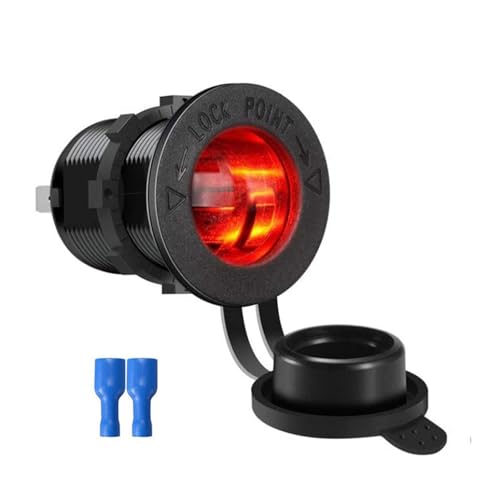 KPLYDSASTD 12V/24V Auto Zigarettenanzünder Steckdose Adapter wasserdicht for Autos Boote Motorrad Marine ATV LKW Autofeuerzeug(Red) von KPLYDSASTD