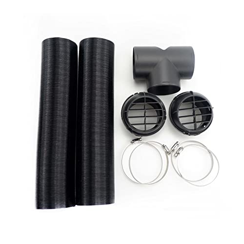 KPLYDSASTD 42/60/75 mm Auto Autoheizung TY Rohrkanal Warmluftauslass Schwarz Passend for Webasto Passend for Eberspacher Propex Park-Dieselheizung Heizungskomponenten(2x75mm Pipe n T) von KPLYDSASTD