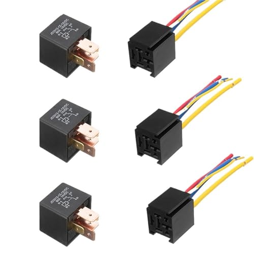 KPLYDSASTD 5 stücke 4/5 Pin 80A Wasserdichte Auto Relais Lange Lebensdauer Automotive Relais Schließer DC 12V/24V Relais for Sockel for Klimaanlage Kfz-Relais(12V 5Pin With Socket) von KPLYDSASTD