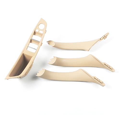 KPLYDSASTD Linkslenker LHD Passend for BMW 5er F10 F11 Grau Beige Schwarz Autoinnenraum Türgriff Panel Pull Trim Cover Kit Türinnengriff(4 Pcs Beige Yellow) von KPLYDSASTD