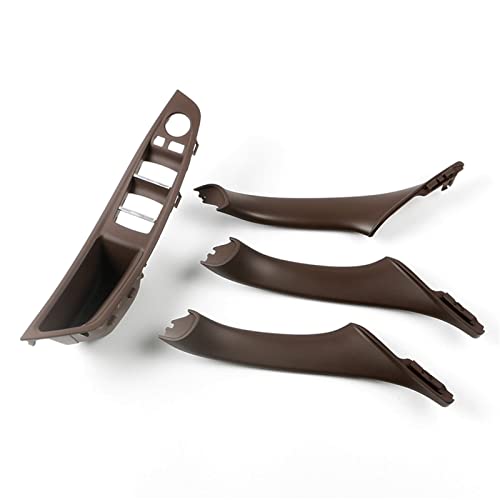 KPLYDSASTD Linkslenker LHD Passend for BMW 5er F10 F11 Grau Beige Schwarz Autoinnenraum Türgriff Panel Pull Trim Cover Kit Türinnengriff(4 Pcs Reddish Brown) von KPLYDSASTD