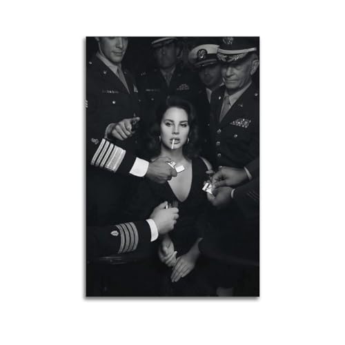 KPNEUDCZZ Lana Del Rey Schwarz-Weiß-Poster, dekoratives Gemälde, Leinwand, Wandposter und Kunstdruck, moderne Familienschlafzimmer-Dekoration, Poster, 30 x 45 cm von KPNEUDCZZ