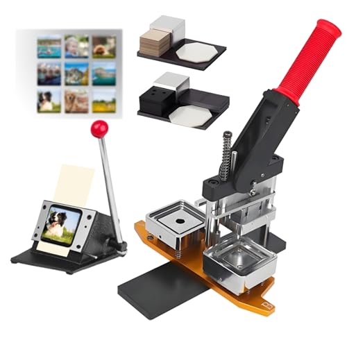 KPOUYYDS Kühlschrankmagnet-Maschine: 5 x 5 cm, Foto-Button-Magnet-Presse DIY-Aufkleber-Magnetpresse mit 1000 Acryl-Verbrauchsmaterialien für Metalltüren und -betten 63.5 * 63.5-Cardoard von KPOUYYDS