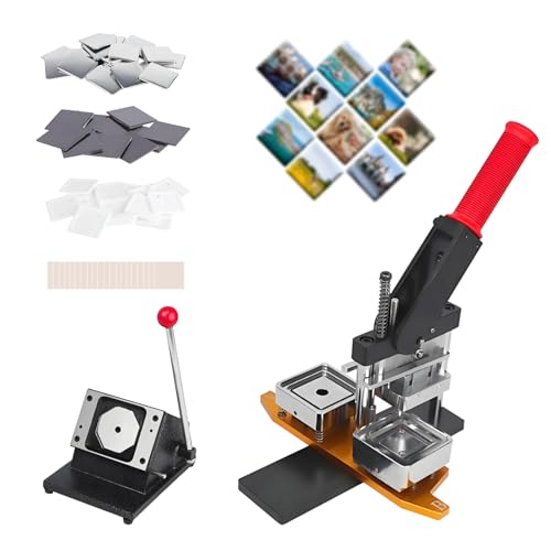 Kühlschrankmagnet-Maschine (6,3 x 6,3 cm), Button-Presse, DIY-Maschine zur Herstellung individueller Fotos mit 100 Acryl-Verbrauchsmaterialien für Bastelarbeiten und Heimgebrauch 63.5*63.5-Acrylic von KPOUYYDS