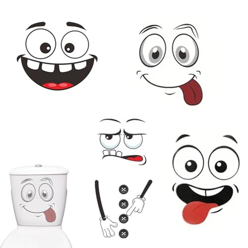 Toilettendeckel Aufkleber, Pvc Wasserdicht Aufkleber,Selbstklebend, Weird 3d Emoticons,Heimdekoration, Kann für Toilettendeckel, Badezimmer Verwendet Werden von KPPFHBLI