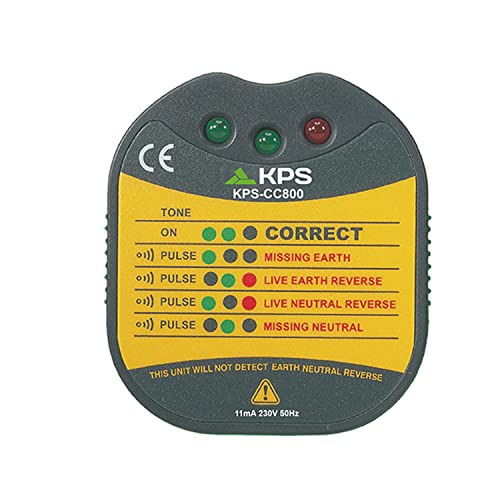 KPS-CC800 Steckdosentester 230V mit Schuko-Stecker | Prüft Phase, Neutralleiter und Erdung | Fehlerdiagnose mit LED und akustischem Signal KPS-CC800 Steckdosentester 230V mit Schuko-Stecker | Prüft Phase, Neutralleiter und Erdung | Fehlerdiagnose mit LED und akustischem Signal von KPS
