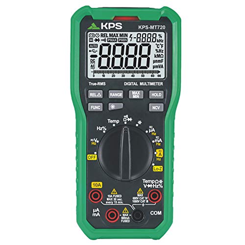 KPS-MT720 Digital Multimeter Professionelles TRMS mit niedriger Impedanz Spannung 1000V AC/DC Strom 10A AC/DC NCV (Non-Contact Detection), Temperatur und 6600 Zählern CAT.IV von KPS