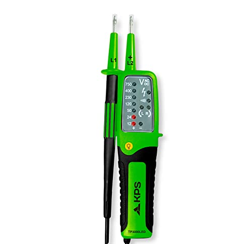 KPS-TP3000LED Spannungsprüfer AC/DC 750V Durchgangsprüfung Dioden Drehung und Phasenprüfung RCD Auslösung IP65 CAT.IV von KPS
