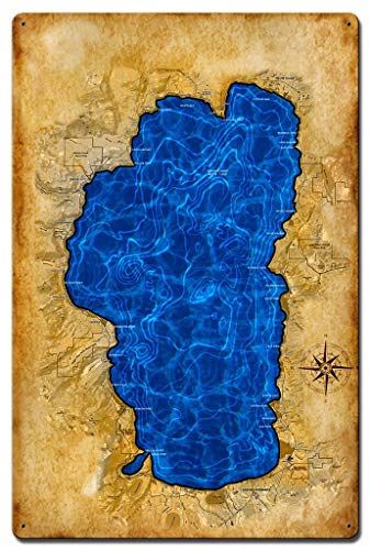 KPSheng Lake Tahoe Landkarte Vintage Metall-Blechschilder für Zuhause, Küche, Wandkunst, Pub, Bar, Dekoration, 20,3 x 30,5 cm KPSheng Lake Tahoe Landkarte Vintage Metall-Blechschilder für Zuhause, Küche, Wandkunst, Pub, Bar, Dekoration, 20,3 x 30,5 cm von KPSheng