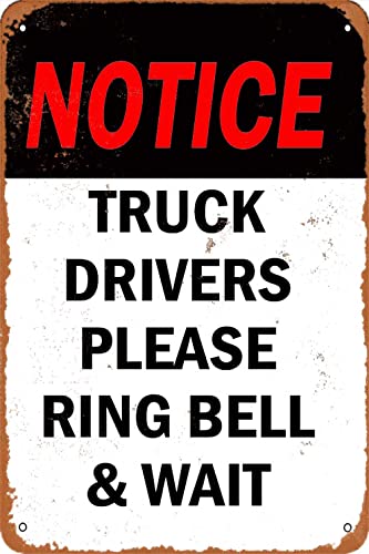 Wetterfestes Aluminium-Metallschild, Truck-Fahrer Please Ring Bell & Wait Notice Schild, Vintage-Metallschilder, Wanddekoration, Aluminiumschild, Metallschild, Retro-Vintage-Metall, 20,3 x 30,5 cm Wetterfestes Aluminium-Metallschild, Truck-Fahrer Please Ring Bell & Wait Notice Schild, Vintage-Metallschilder, Wanddekoration, Aluminiumschild, Metallschild, Retro-Vintage-Metall, 20,3 x 30,5 cm von KPSheng