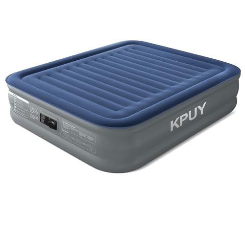 KPUY Luftbett 2 Personen, Aufblasbare Matratze mit Integrierter Pumpe, Luftmatratze Selbstaufblasend/Abblasend In 3 Minuten, Aufblasbares Bett für Camping & Heimgebrauch, Gästebett, 203x152x46cm, Grau von KPUY