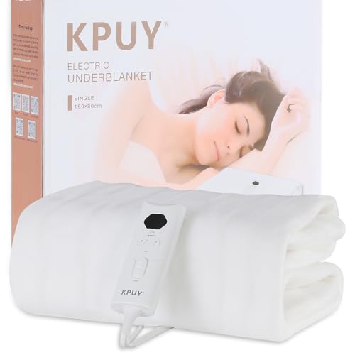 KPUY Premium Comfort Elektrische Heizdecke Single - 10 Wärmestufen - LED-Anzeige - Schnelle Aufheizung - Überhitzungsschutz - Maschinenwaschbar - Einfach anzubringende Gurte - 150 x 80 cm von KPUY