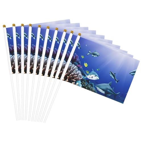 Hai schwimmen unter dem Meer Druck Handflaggenmast tragbare Flaggen Dekor Events vielseitige Verwendung Gruppenaktivitäten Hai schwimmen unter dem Meer Druck Handflaggenmast tragbare Flaggen Dekor Events vielseitige Verwendung Gruppenaktivitäten von KPXXAQT