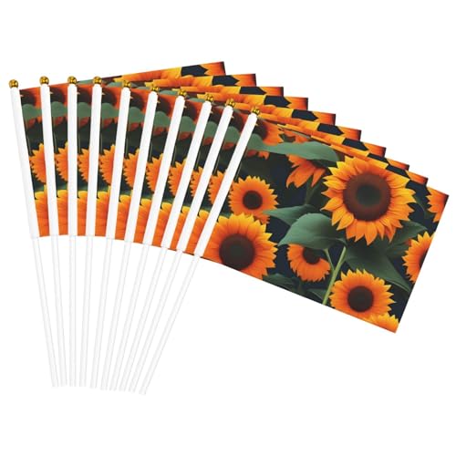 Handflaggenmast mit orangefarbenem Sonnenblumendruck, tragbare Flaggen, Dekoration, Veranstaltungen, vielseitige Verwendung, Gruppenaktivitäten von KPXXAQT