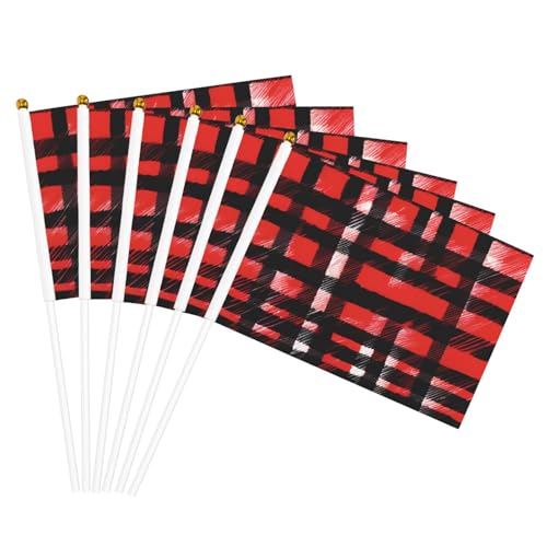 Handflaggenmast mit rotem und schwarzem Karomuster, tragbare Flaggen, Dekoration, Veranstaltungen, vielseitige Verwendung, Gruppenaktivitäten von KPXXAQT