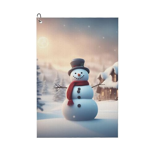 KPXXAQT Frohe Weihnachten, niedlicher Schneemann-Druck, stilvolles Handtuch, Golf-Zubehör, Mehrzweck-Handtücher, Sport, Strand, Outdoor-Aktivitäten von KPXXAQT