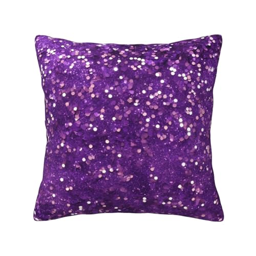 KPXXAQT Schöner quadratischer Kissenbezug mit violettem Glitzer-Druck, für Wohnzimmer, pflegeleicht, unsichtbarer Reißverschluss KPXXAQT Schöner quadratischer Kissenbezug mit violettem Glitzer-Druck, für Wohnzimmer, pflegeleicht, unsichtbarer Reißverschluss von KPXXAQT