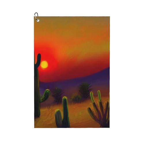 KPXXAQT Stilvolles Handtuch, Motiv: Sonnenuntergang, Kaktus in Wüste, Golf-Zubehör, Mehrzweck-Handtücher, Sport, Strand, Outdoor-Aktivitäten KPXXAQT Stilvolles Handtuch, Motiv: Sonnenuntergang, Kaktus in Wüste, Golf-Zubehör, Mehrzweck-Handtücher, Sport, Strand, Outdoor-Aktivitäten von KPXXAQT