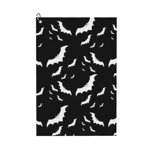 KPXXAQT Stylisches Handtuch für Halloween, Motiv: fliegende Fledermäuse, Golf-Zubehör, Mehrzweck-Handtücher, Sport, Strand, Outdoor-Aktivitäten von KPXXAQT
