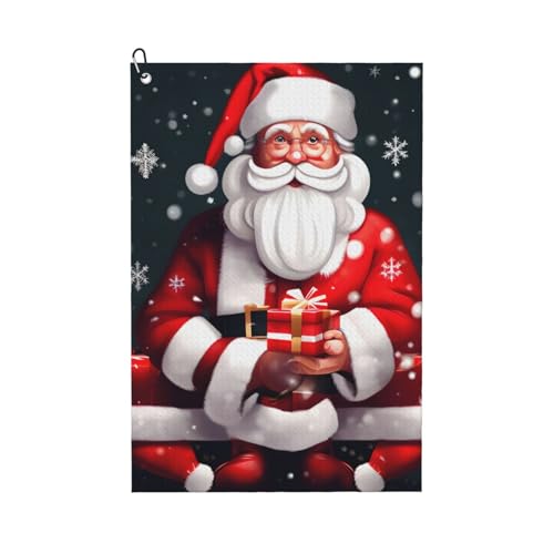 KPXXAQT Stylisches Handtuch mit Weihnachtsmann-Motiv, Golf-Zubehör, Mehrzweck-Handtücher, Sport, Strand, Outdoor-Aktivitäten von KPXXAQT