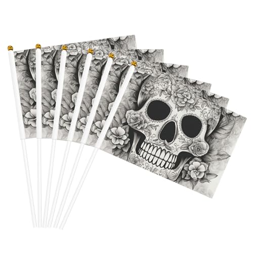 Mexikanischer Totenkopf-Druck, Handflaggenmast, tragbare Flaggen, Dekoration, Veranstaltungen, vielseitige Verwendung, Gruppenaktivitäten von KPXXAQT