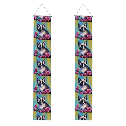 Moderner Kunstdruck aus der Mitte des Jahrhunderts, Katzendruck, praktische Aufbewahrung, Banner, Hintergrunddesign, speziell für Feiern von KPXXAQT