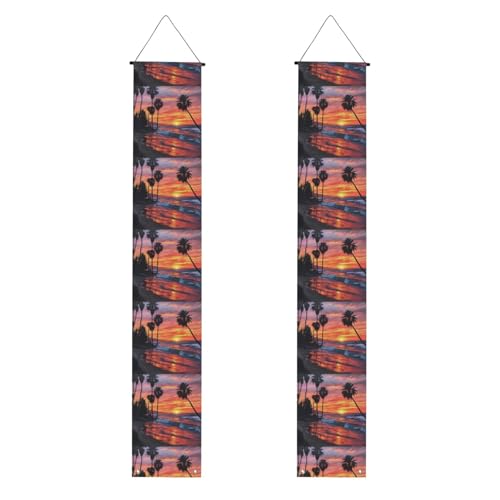 Palmen-Sonnenuntergang-Druck, praktische Aufbewahrung, Banner, Hintergrund-Design, speziell für Feiern von KPXXAQT