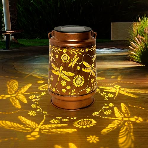 KQBBCN Libelle Solarlaterne für Außen Hängend, Geschenk für Frauen Mama Oma, Solarleuchten für Hof, Terrasse, Veranda, Gartendeko von KQBBCN