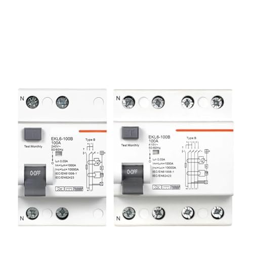 RCD RCCB Type B Earth Leakage Residual Current Circuit Breaker Evse 2P 4P 40a 63a 100a 30ma 300mA EKL6-100B Din Rail 220V(4P,40A 30mA) von KQCELQMKQ