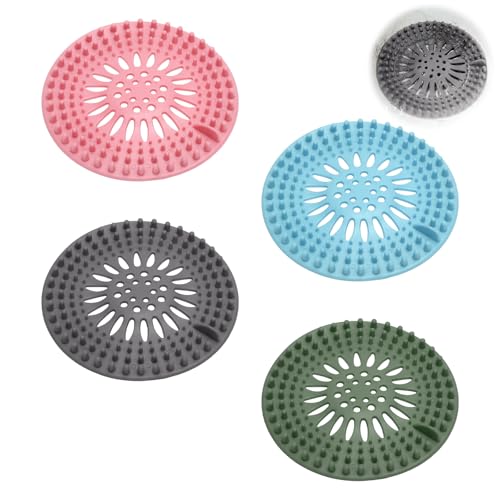 4 Stück Haarfänger Dusche, Haarsieb Dusche Abflusssieb Silikon (12.5cm), Duschabfluss Haarfänger Haarsieb Badewanne Duschsieb Silikon Badezimmer, Abflusssieb Badewanne für Badezimmer Duschen von KQDRAVINE