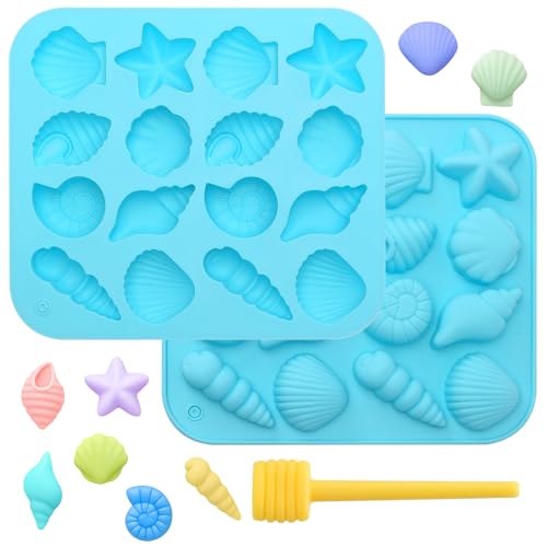 KQDRAVINE 2 Muschelförmige Silikonformen, Flexible und Leicht zu Entformende Silikonformen Seife, Seifenformen Silikon mit Meeresmotiven, Geeignet für Schokolade, Süßigkeiten und Kuchendekorationen von KQDRAVINE