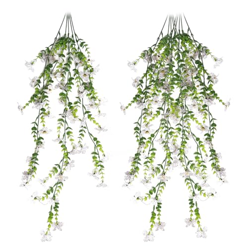 KQDRAVINE 2 Stück Kunstblumen Hängend,Kunstblumen für Draußen, 77CM Lang, UV-Beständig Künstliche Hängepflanzen Wie Echt, Hängepflanze Echt,Hängeblumen für Außenbalkon, Hochzeit,Innenausstattung(Weiß) KQDRAVINE 2 Stück Kunstblumen Hängend,Kunstblumen für Draußen, 77CM Lang, UV-Beständig Künstliche Hängepflanzen Wie Echt, Hängepflanze Echt,Hängeblumen für Außenbalkon, Hochzeit,Innenausstattung(Weiß) von KQDRAVINE