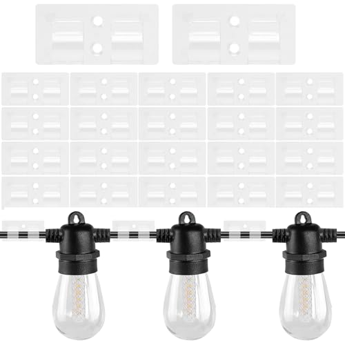 KQDRAVINE 25 Stück Kabelhalter Selbstklebend für Lichterkette Outdoor, Doppelhaken für Outdoor Lichterkette Kugel Klebehaken Wetterfest für 6MM Draht, Ideal für Terrasse Zaun Haus Weihnachten von KQDRAVINE