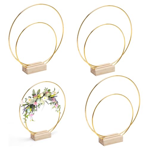 KQDRAVINE 3 Stück Metallring mit Fuß （Je 3 Stück 15 mm & 20 mm） Metallringe, Deko Ring mit Ständer Metallring Gold Dekoring, Zum Basteln von Tischdeko, Traumfängern, Hochzeitsdeko von KQDRAVINE