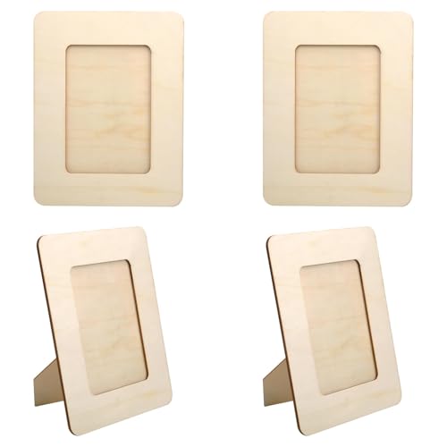 KQDRAVINE 4 Stück Hölzerner Bilderrahmen Klassiker Hölzernes Rechteckige Bastelrahmen Set Naturholz DIY Fotorahmen Kinder Bilderrahmen Holzbilderrahmen für Tischdisplay Und Basteln DIY 22.5 * 17cm von KQDRAVINE