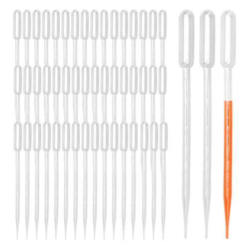 KQDRAVINE 50 Stück Liquid Dropper, 5 ML Kunststoff-Transferpipetten, Tropfpipette Pipettenspitzen Mit Skala, Pipetten Dosierpipette Geeignet für Handarbeiten, Tierfütterung, Pflanzen,ätherische Öle von KQDRAVINE