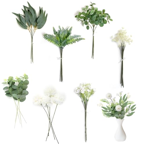 KQDRAVINE 59 Stück Künstliche Zweige & Blumen,Fake Blumendeko,Weiß Kunstblumen Grüne Blätter Künstlich Dekozweige,Künstliche Eukalyptus Zweige, Eukalyptus Hortensien,Kunstblumenstrauss Hochzeit KQDRAVINE 59 Stück Künstliche Zweige & Blumen,Fake Blumendeko,Weiß Kunstblumen Grüne Blätter Künstlich Dekozweige,Künstliche Eukalyptus Zweige, Eukalyptus Hortensien,Kunstblumenstrauss Hochzeit von KQDRAVINE